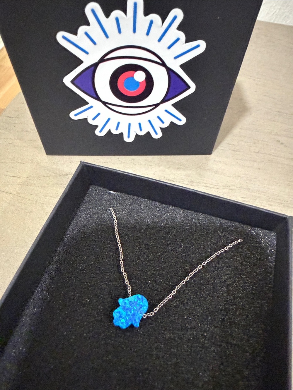 New from Israel - Blue Hamsa Pendant Necklace